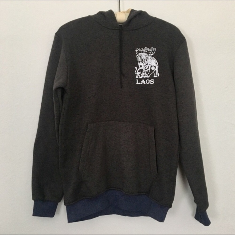 Laos Grey Fleeced Hoodie Sweater